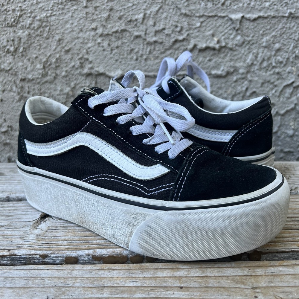 Vans Shoes Women Size 6.5 Old Skool Stackform Black White Platform Y2K Style